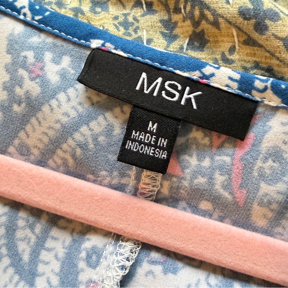 MSK Drop Waist Sleeveless Tiered Midi Dress Bright Blue Paisley, Medium - Picture 8 of 11